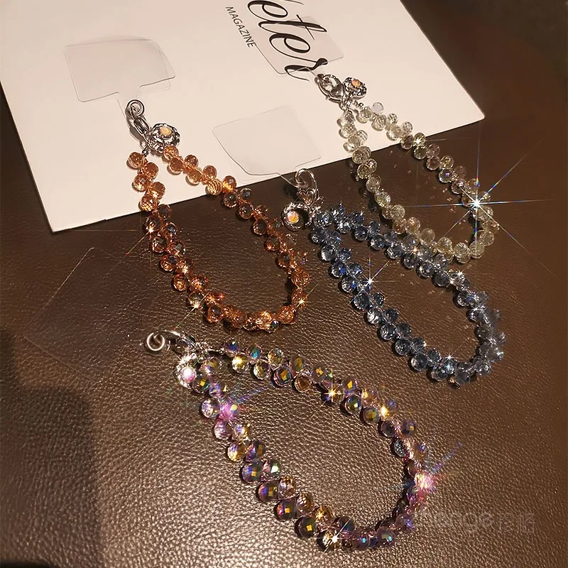 Crystal Phone Lanyard Sparkling Diamonds Phone Charm Bracelet Luxury Phone Hand-beaded Sparkling Diamonds, Dazzling Decoration