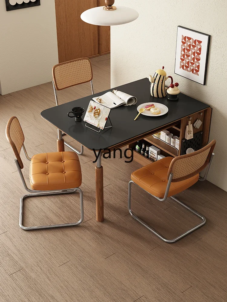 LM solid wood rock slab dining table and chair combination household dining table retractable folding
