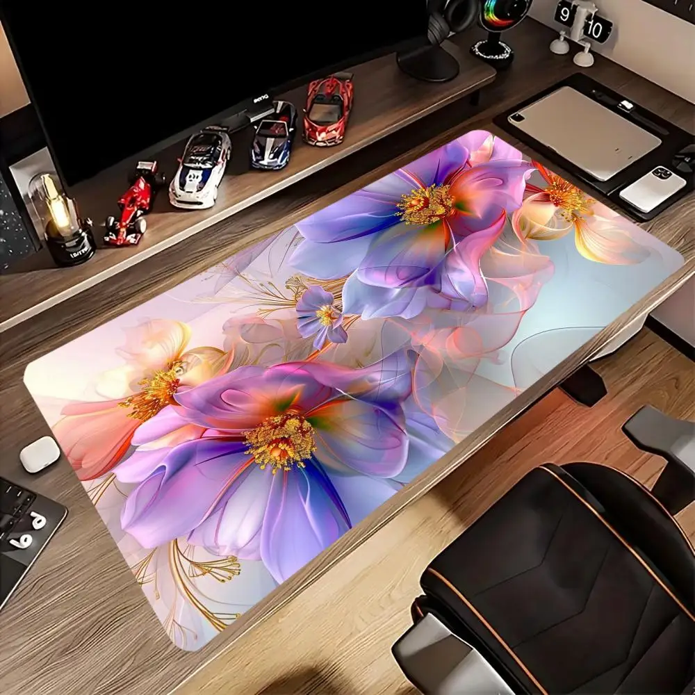 Watercolor Flower Art Large Desk Mat Non‑Slip Rubber Gaming Mouse Pad Keyboard Pad For Office Laptop Gamer Workstation
