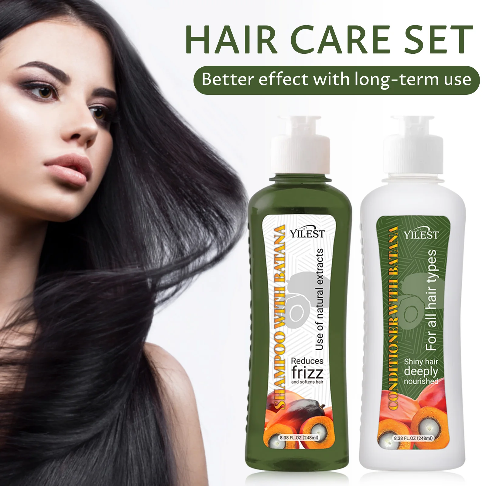 

Batana Oil Shampoo Conditioner Set 248ml for Damaged Hair Repair Nourish and Remove Dandruff Hair Growth Treatment
