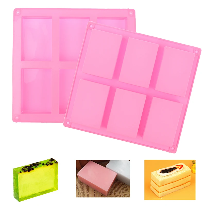 

6-полая квадратная прямоугольная форма для мыла, силиконовая форма для рукоделия, ручная работа, форма для конфетного торта