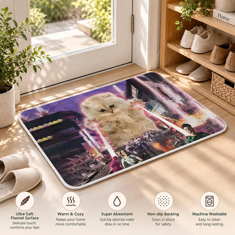 Matt McCarthy Cat Laser Beam Floor Mat Flannel Rug Soft Non Slip Door Mat For Bathroom Bedroom Kitchen Living Room Home Decor