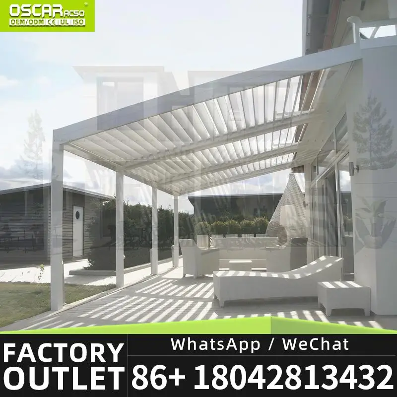 High Quality Manual Louvered Roof Garden Gazebo 3x3m 3x4m Waterproof Bioclimatic Outdoor Aluminum Pergola for Backyard Park Cour