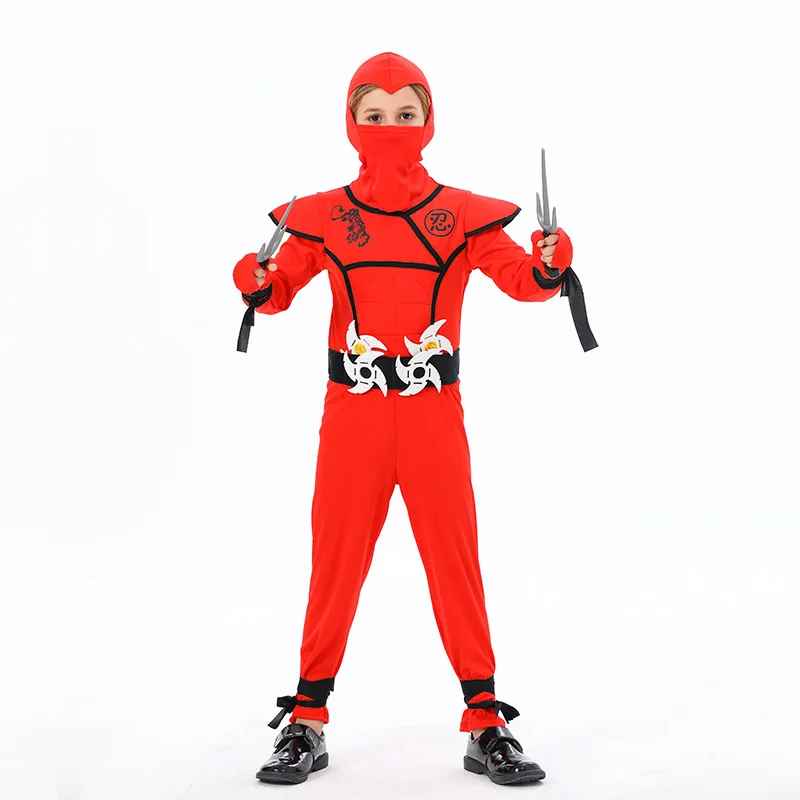 Bambini performance giapponese Ninja Cosplay tuta costumi Halloween blu rosso nero ninja forze speciali