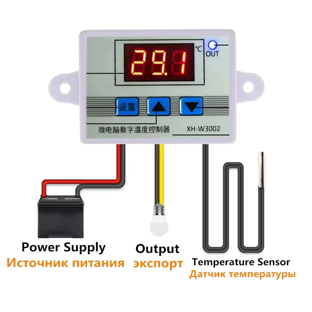 W3002 DC12/24 فولت AC110-220V 220 فولت المهنية الرقمية LED متحكم في درجة الحرارة 10A ترموستات منظم التدفئة التبريد التحكم