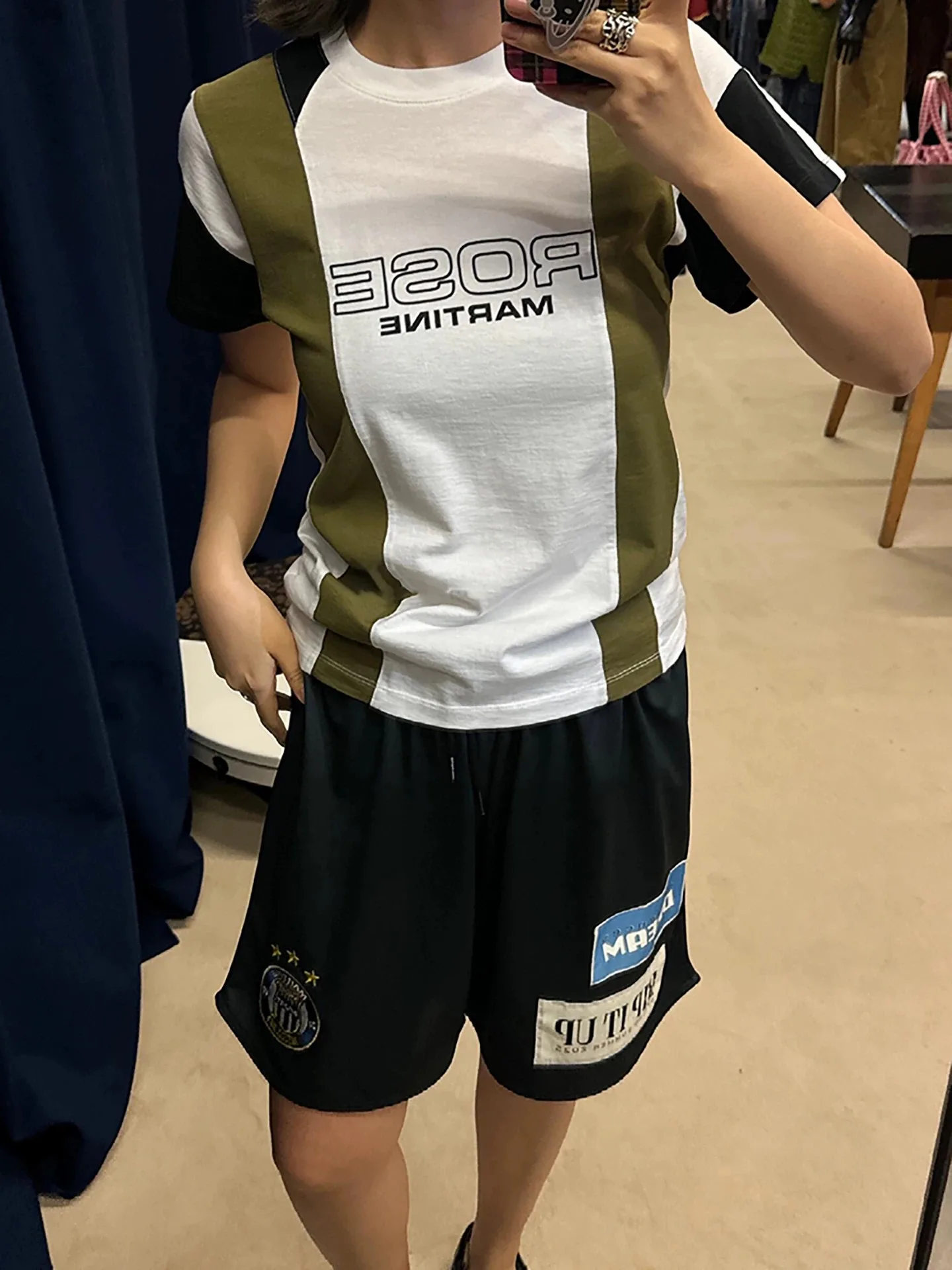 

e Rose Embroidered Bae ort Pants Casual Lightweight Breathable Spor Five-Quarter Length Polyester Fiber Youth Summer