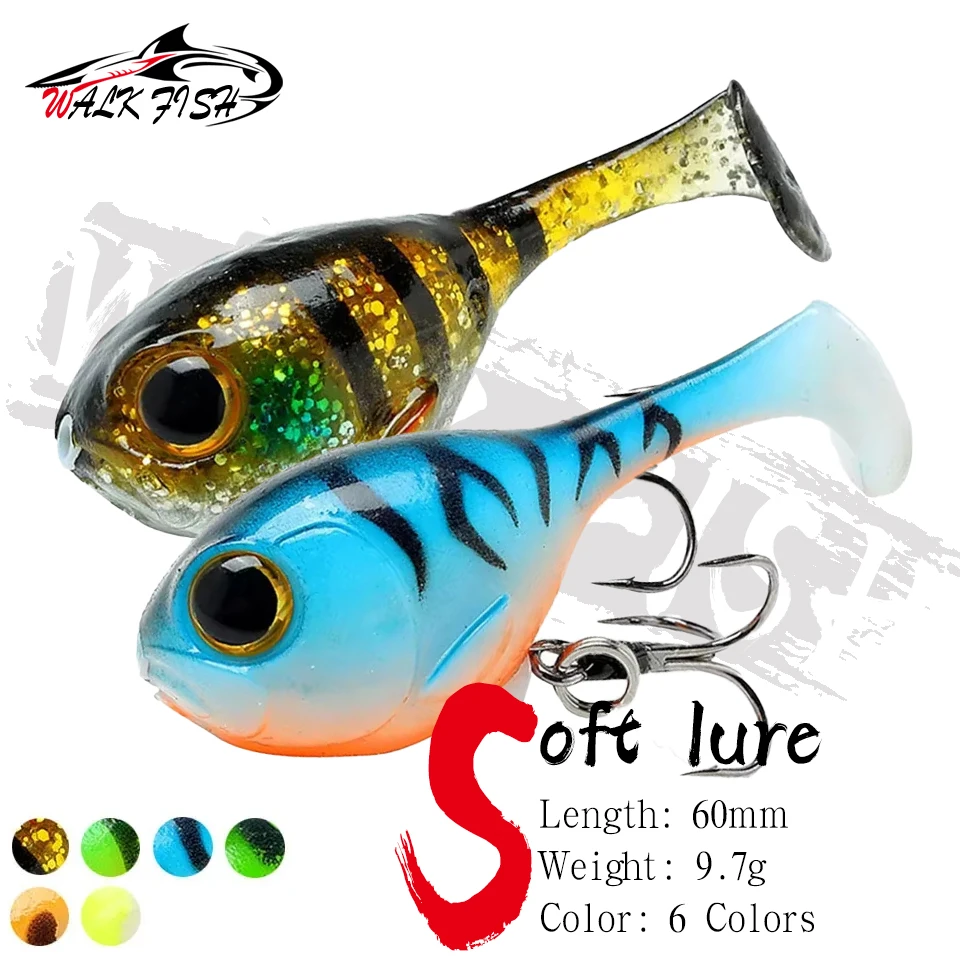 WALK FISH 1 Stück 60mm 9,7g Weichköder Hochwertiger Haken Ballonfisch Deraball Für Alle Fische Künstlicher Silikonköder Meeresangeln Bass