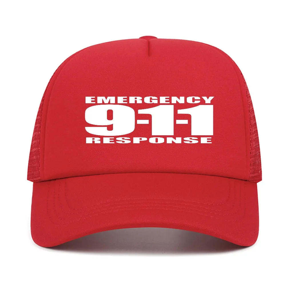Cartoon 911 Emergency Response Baseball Cap Men Women Outdoor Summer Adjustable visor Hat mesh breathable Trucker hats