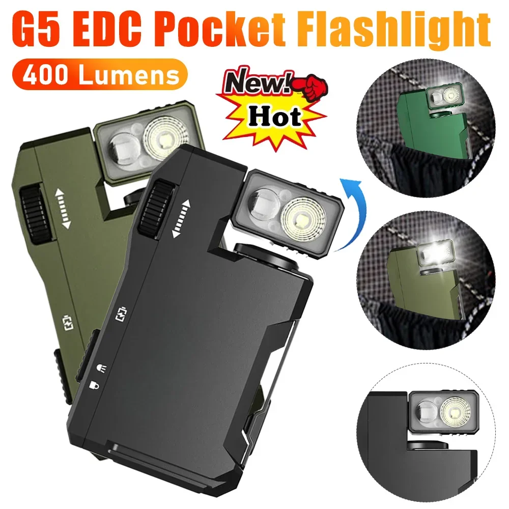 

Портативный мини-фонарик G5 EDC Light, ультралегкий, 180 люмен ° Фонарики-брелоки с вращающейся головкой, 400 люмен, для кемпинга на открытом воздухе