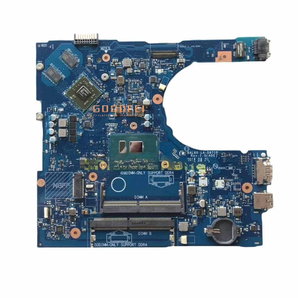 

Материнская плата для ноутбука BAL60 LA-D871P DDR4 с процессором I5-7200 I7-7500 R7 M340 2G GPU для Dell Inspiron 5566 5468 5568 100% протестировано, ОК
