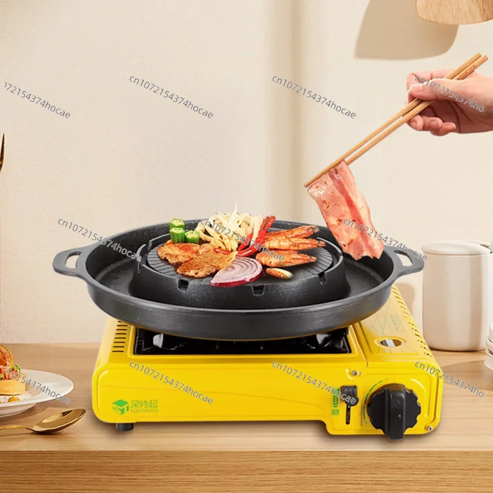 Outdoor Camping Pot Grilling All-in-one Pot Korean-style Grill Pan Baking Pan Shabu-roasting and Cooking Dual-purpose Pot