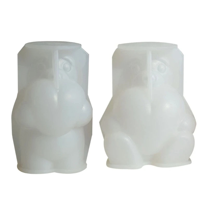 KX4B Stampo per candele tridimensionale Forma orso carino Stampo in silicone per arte artigianale per realizzare candele da a