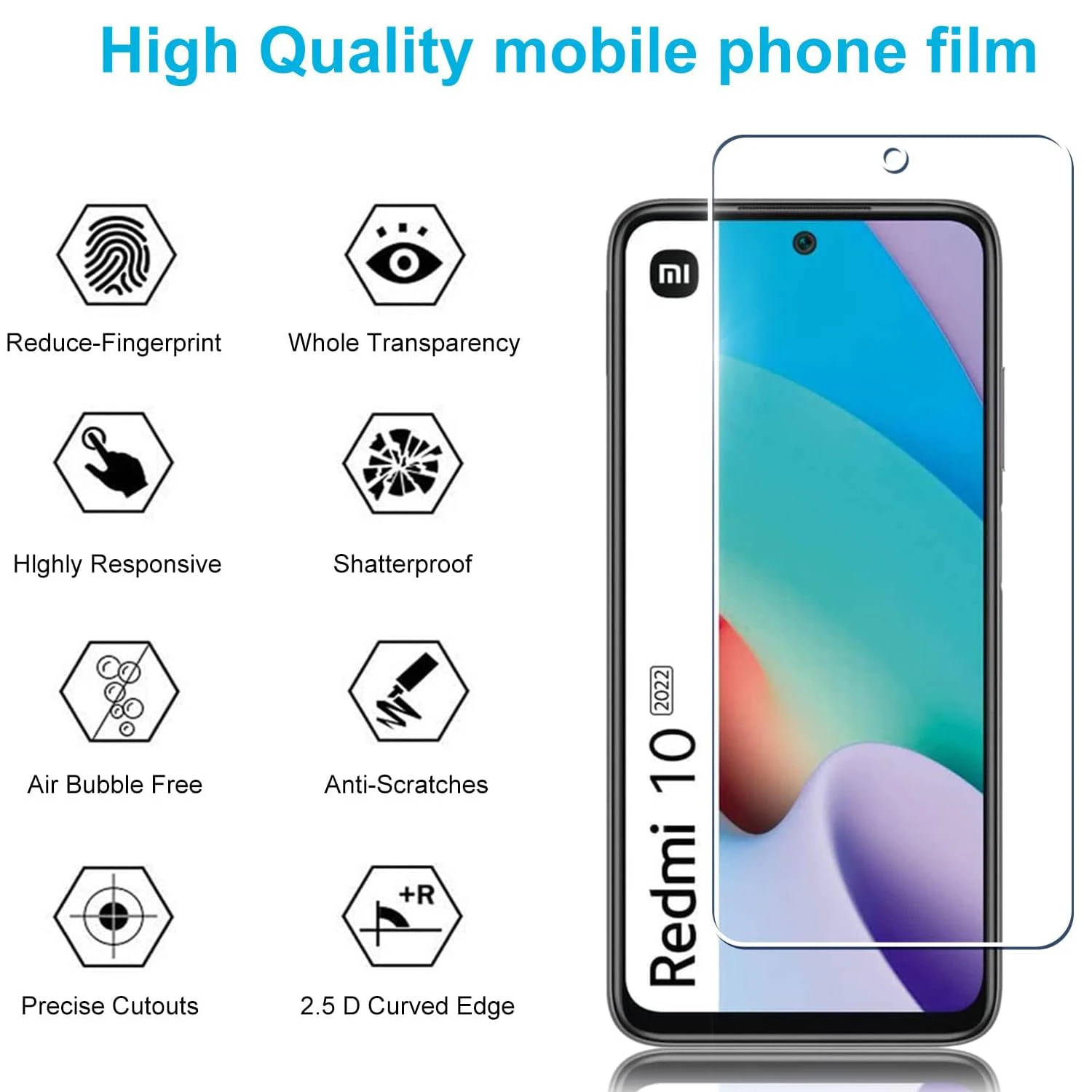 2/4Pcs Tempered Glass For Xiaomi Redmi 10 4G 2022 Screen Protector Glass Film