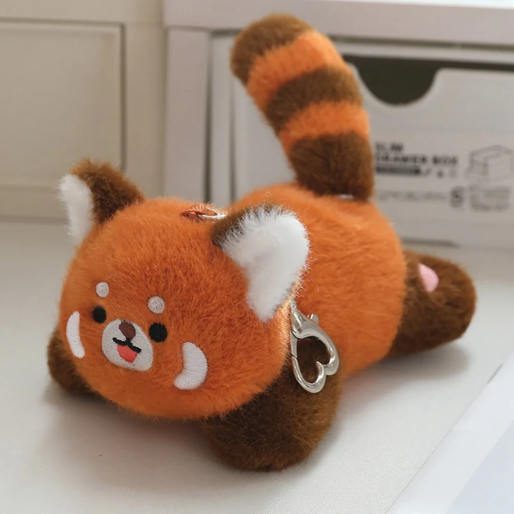 Stuffed Doll Rotating Tail Panda Keychain Stuffed Animal Panda Doll Pendant Cute Cartoon Raccoon Keyring Bag Pendant