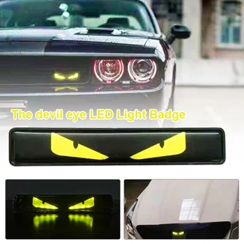 Carro LED Demônio Olhos, Front Grille Tailboard Badge, Decalque Iluminado, Auto Farol Emblema, Decoração DIY, 1Pc