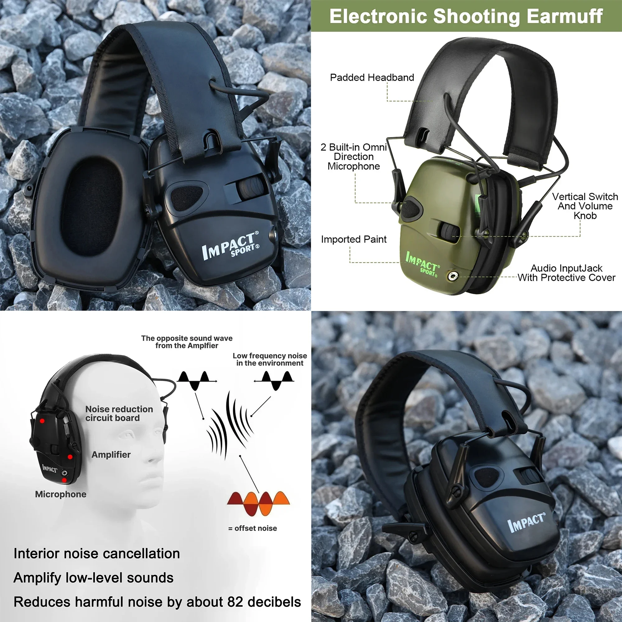 

Intelligent noise-canceling protective ear cups,professional-grade hearing protection,distortion-free amplification (up to 82 dB