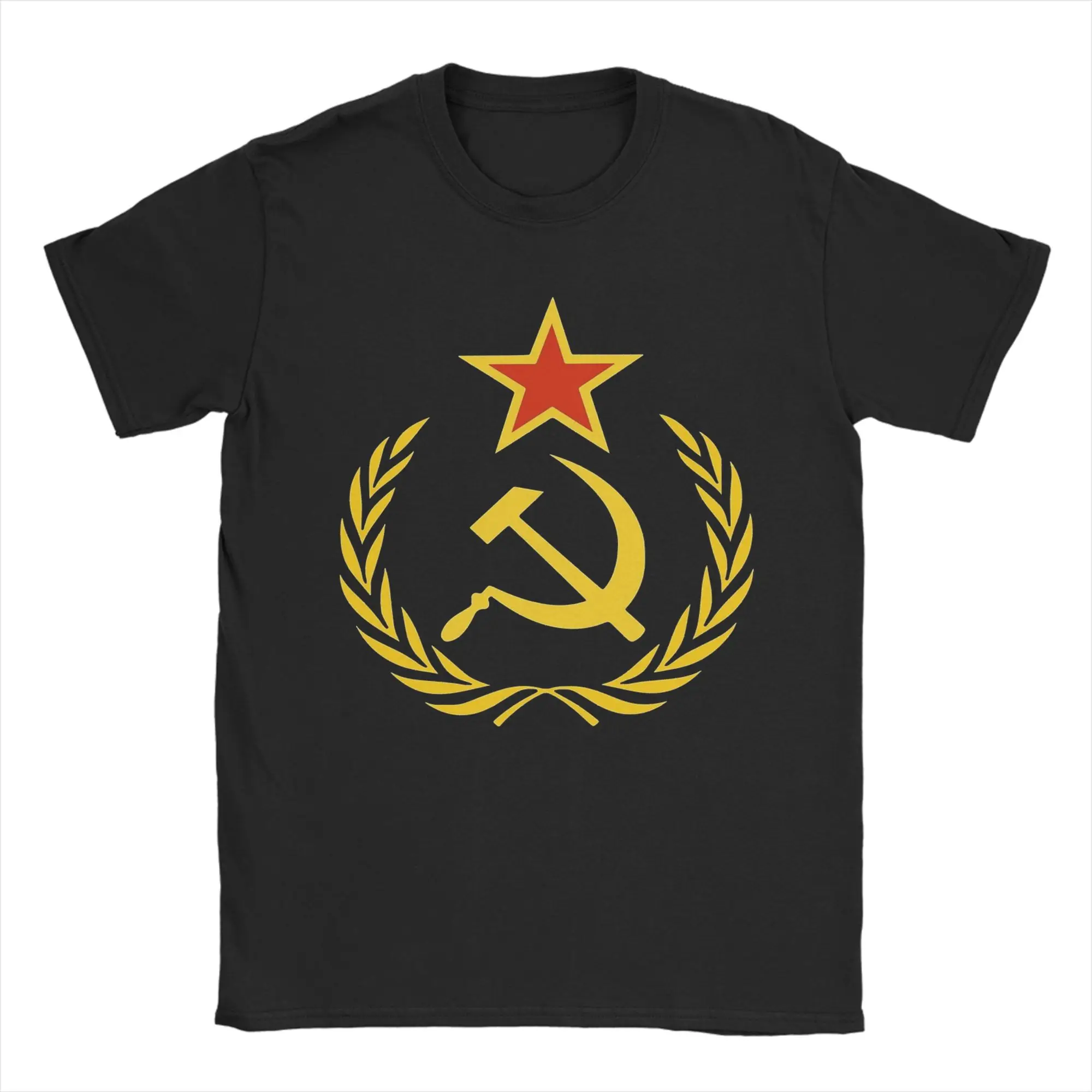 CCCP Soviet Hammer and Sickle Star Marxist T-Shirts for Men Round Collar Pure Cotton T Shirts  Short Sleeve Tees Summer Tops