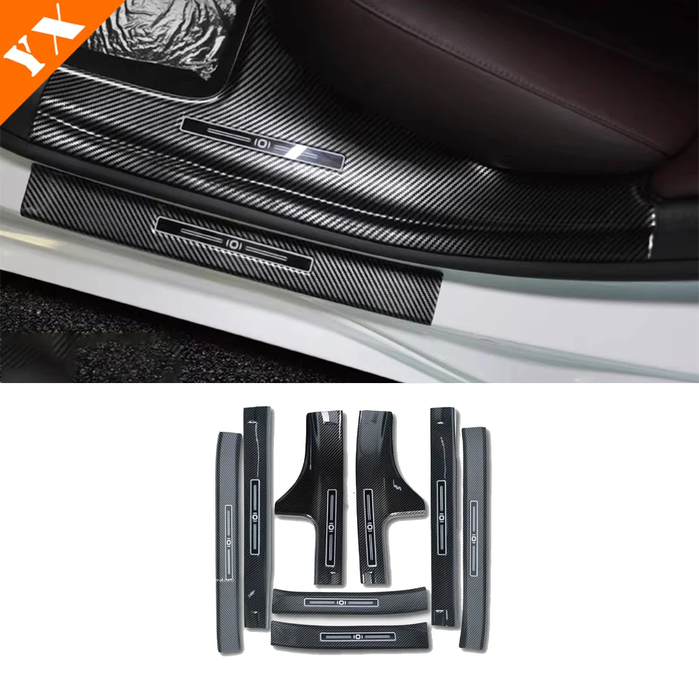

For qiyuan a05 nevo a05 2024 2025 2026 accessories Plastic Carbon Car Door Sill Scuff Trim Plate，Welcome Protectors Guard Plat