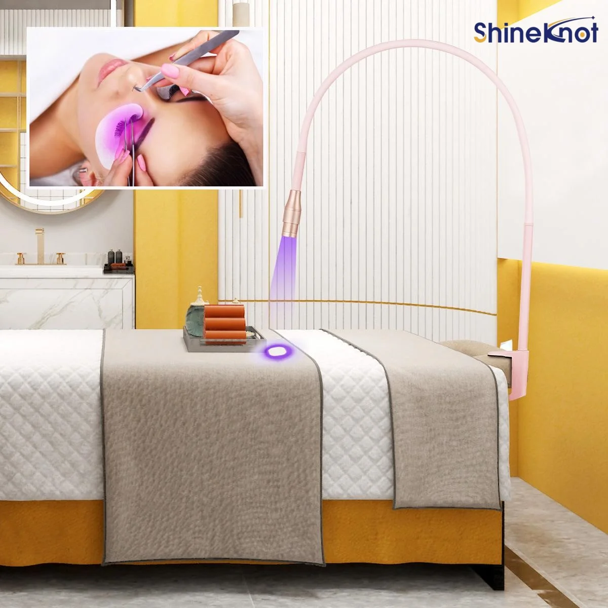SHINEKNOT Lash Artist UV Led Eyelash Lamp 395–400nm 1–3-Second-Curing Glue Adjustable Aperture Foot Control 5/10W Lash Light