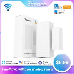 SONOFF-Sensor de ventana y puerta DW2 /DW2-RF, interruptor inalámbrico, Detector de ventana, hogar inteligente a través de la aplicación EWeLink, Alexa, Gogle Home