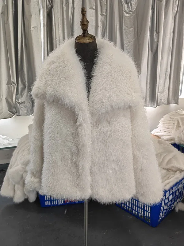 Faux Fur Coat Women Solid Fur Jacket Turn Down Collar Long Sleeve Single Breasted Loose Thick Warm Fur Casual 2025 Autumn Winter