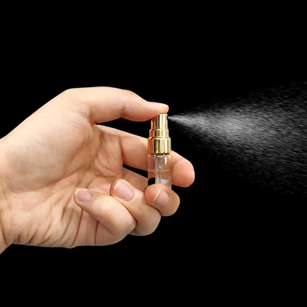 20/30/50/100pcs 2ml 3ml 5ml 10ml Mini Gold Cap Perfume Bottle Sample Vials Empty Transparent Glass Mist Spray Bottle Atomizer