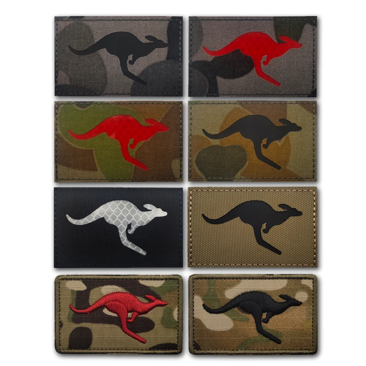 Australian Kangaroo Embroidered IR Reflective Armband Kangaroo Magic Sticker Suitable for Hat Backpack Sticker Military Patch