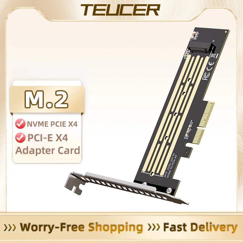 

TEUCER M.2 NVME to PCIe 4.0 3.0 SSD Adapter PCIe 4.0 X4 X8 X16 Expansion Card for Desktop PC Thickened PCB Durable m2 Adapter