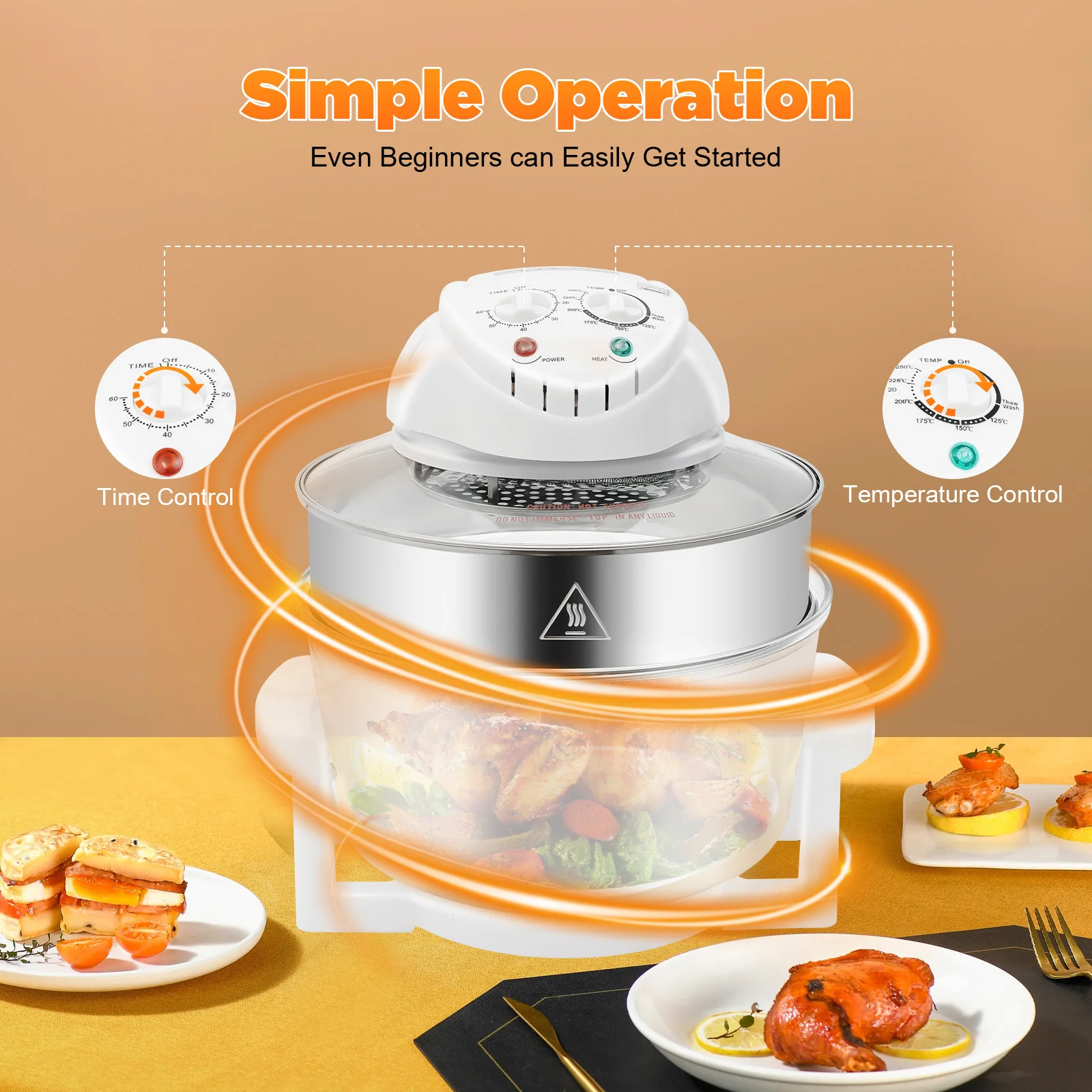 Household Oil-free Air fryer 17L visual glass lightwave oven multi-function electric fryer oven air oven