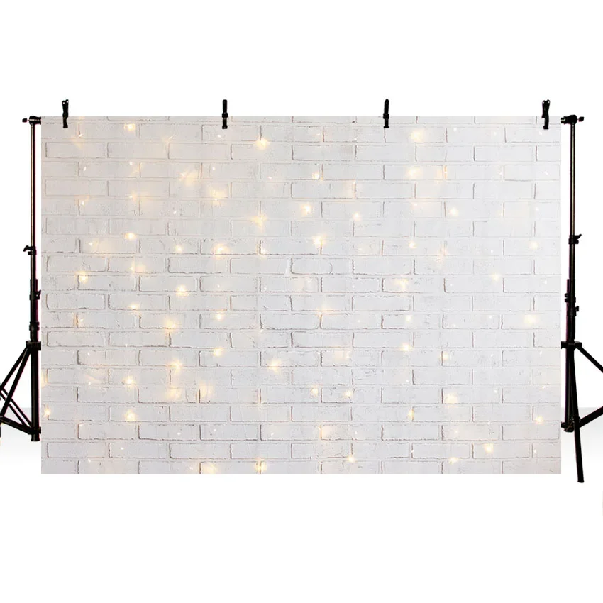 Mehofond Christmas Photography Background Sparkling With Light White Brick Wall Portrait Photophone Backdrop Decor Photo Studio