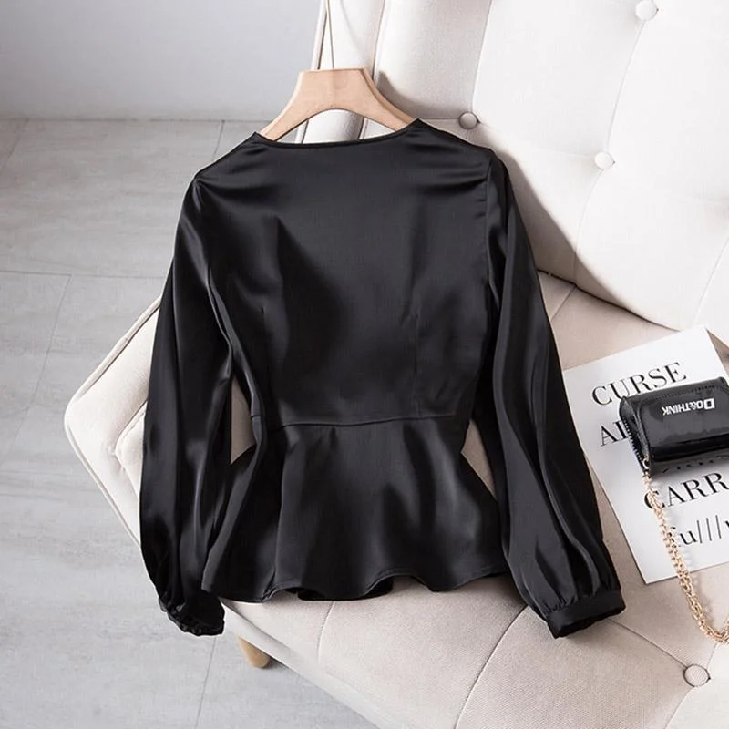 Oversize Women\'s Dress V-neck Waist Design Shirt Vintage Clothes for Women Tops Shirts Blouses