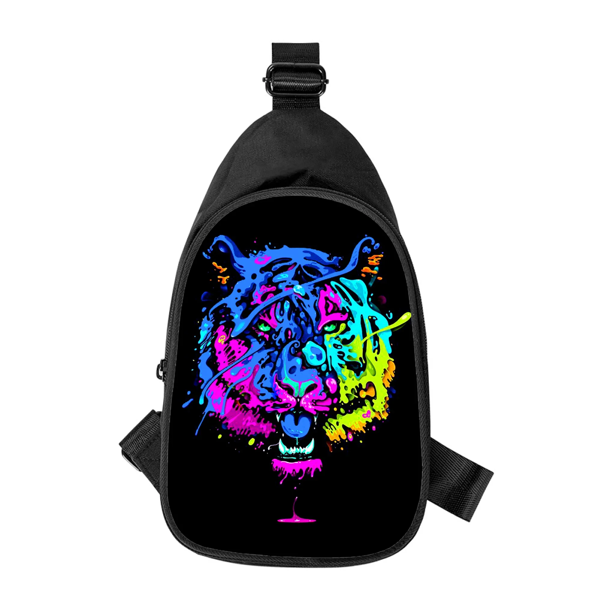 Fiercely tiger-Bolso cruzado en el pecho con estampado 3D para hombre y mujer, bandolera de hombro, riñonera escolar para marido