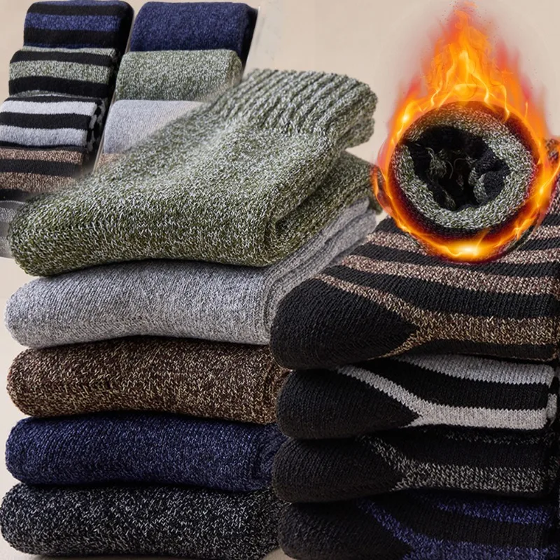 Verdickte Wollsocken für Herren, hochwertiges Handtuch, warm halten, Wintersocken, Baumwolle, Weihnachtsgeschenk, Socken für Herren, thermisch gegen kalte Socken