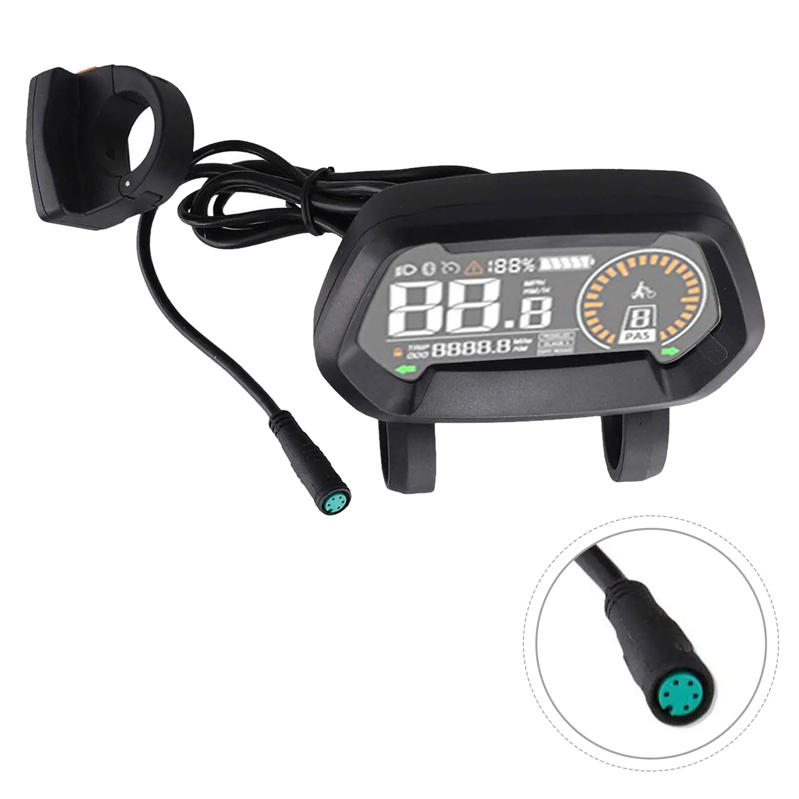 For Real-time Monitoring E-bike UART Display Electric Bike Monitor Bicycle Computer Black IPX5 Waterproof Rating