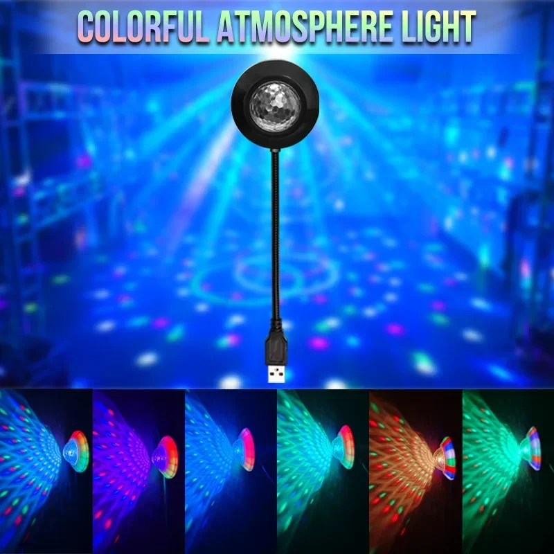 USB LED DJ Light Dynamic RGB Magic Ball Music Rhythm Pickup Lamp WIth For Home Decor Festival Gift Party Car Ambient Lighting