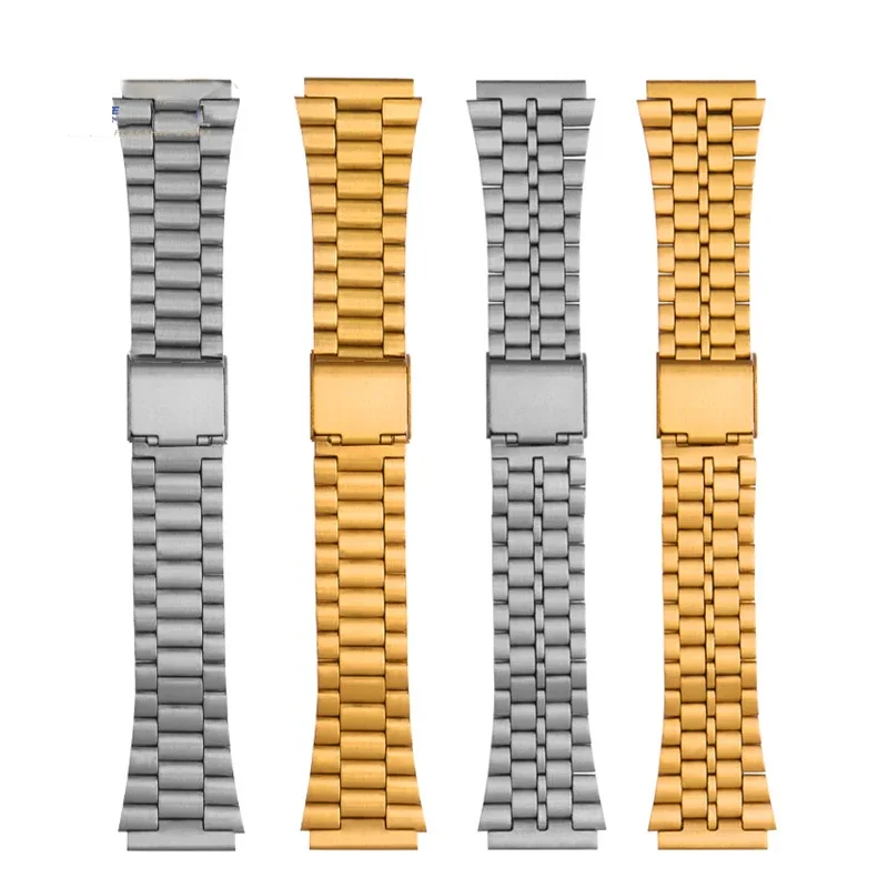 Stainless steel watch accessories for Casio A168 A158W AQ-230 LA-680 small gold watch with small square fine steel chain 18mm