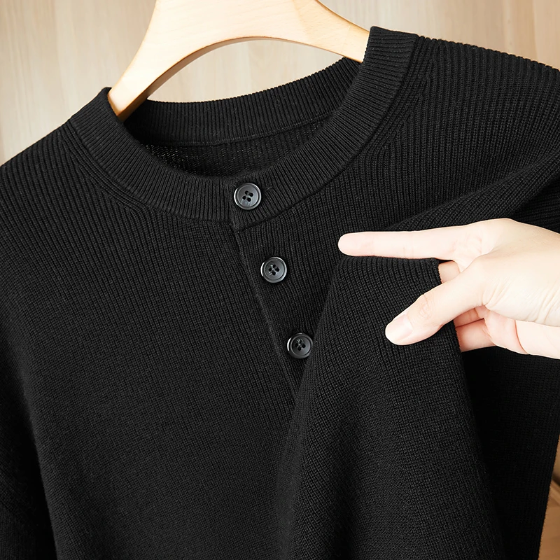 

Высококачественный трикотаж из чистого хлопка, свободный крой, круглый свитер Ne для мужчин, большие размеры, деловой трикотаж, осень-зима, новое поступление