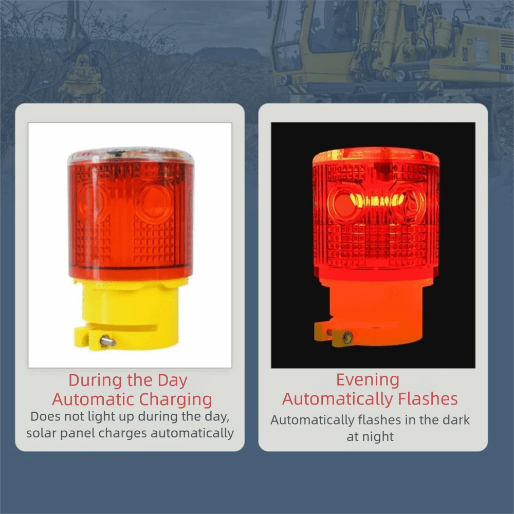 Solar Powered Solar Traffic Warning Light 3 LED 600mAh Safety Signal Light Auto Light Sensor Optical Controlled