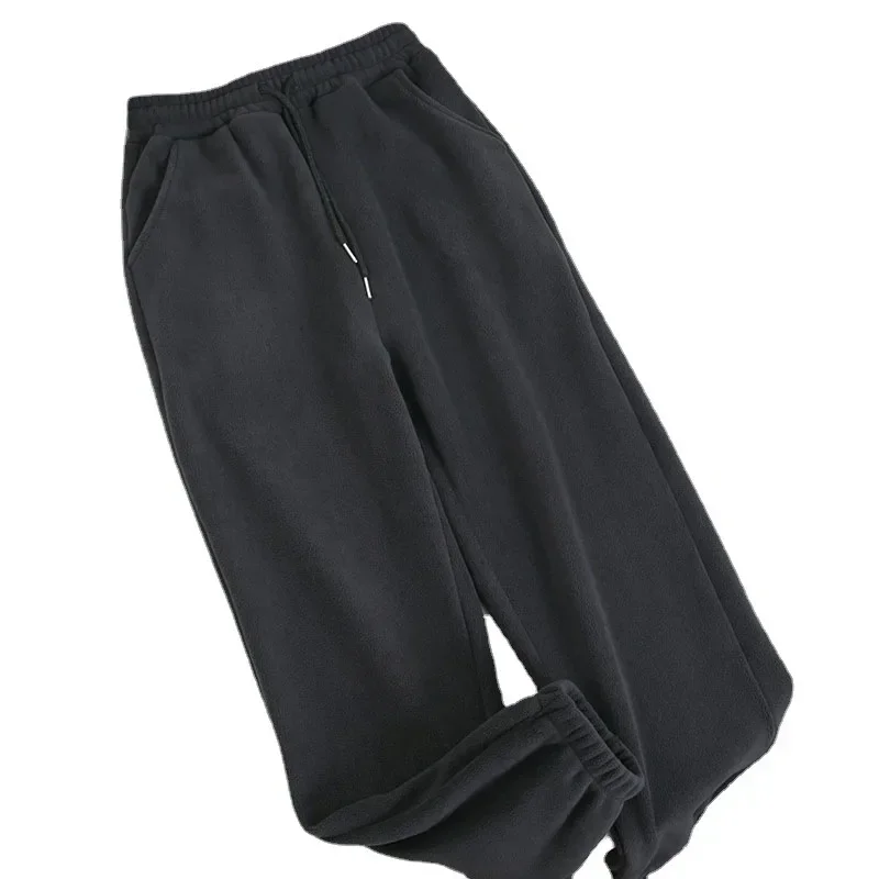 

Winter Fleece Harem Pants Women Unisex Loose Wide Leg Sweatpants High Waist Drawstring Straight Baggy Comfortable Sweatpants