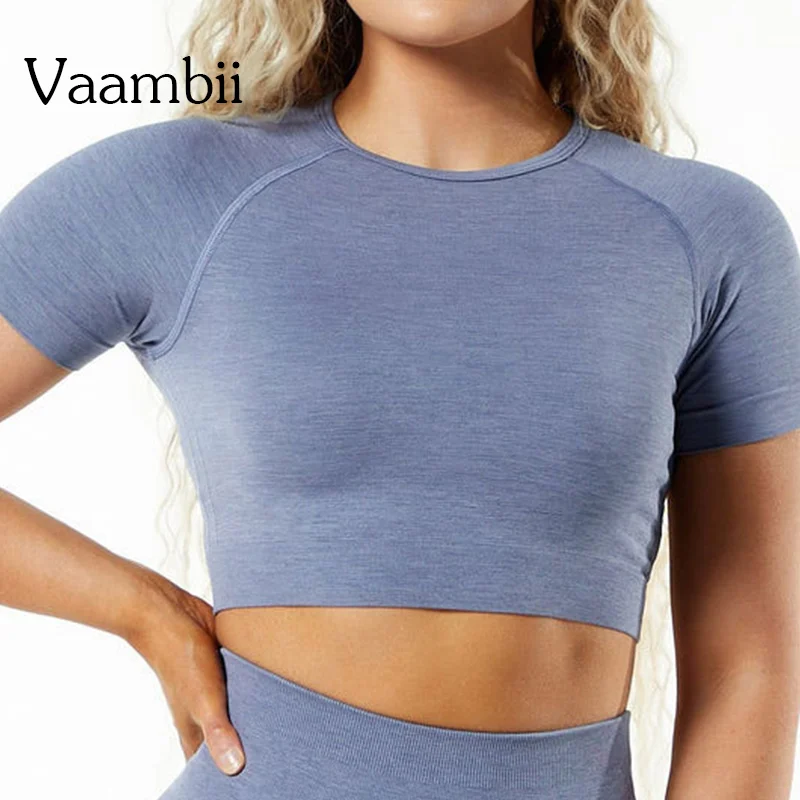 Women\'s Seamless Yoga Shirts Short Sleeve T-shirt For Fitness Crop Top Slim Fit Running T-shirts Workout Yoga Wear Sportwear