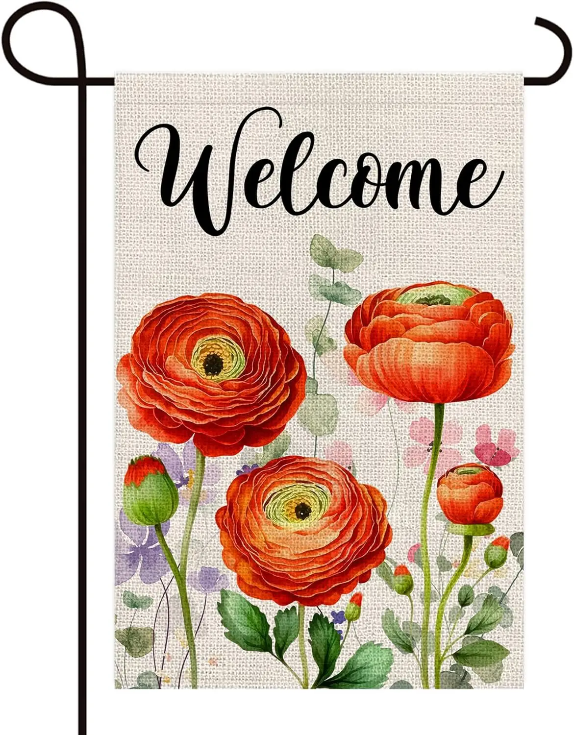 Декоративный двусторонний вертикальный садовый флаг Texupday Welcome Red Poppy Flower из мешковины для весенне-летнего декора в деревенском стиле GGO