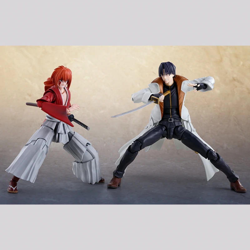 Original In Stock Bandai S.H.Figuarts SHF Shinomori Aoshi Rurouni Kenshin Anime Action Figure Toy Gift Model Collection Hobby