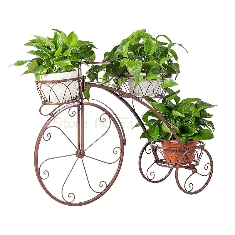 

Bicycle Tricycle Plant Stand Flower Pot Cart Holder Storage Rack Display Shelf Holder Home Outdoor Decor Garden Balcony