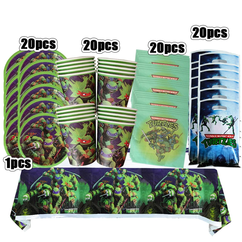 Toile de fond de tortue ninja pour enfants, fournitures de fête pour adolescents, jouets pour garçons, cadeau de décoration d'anniversaire, bruiteur de poulet britannique