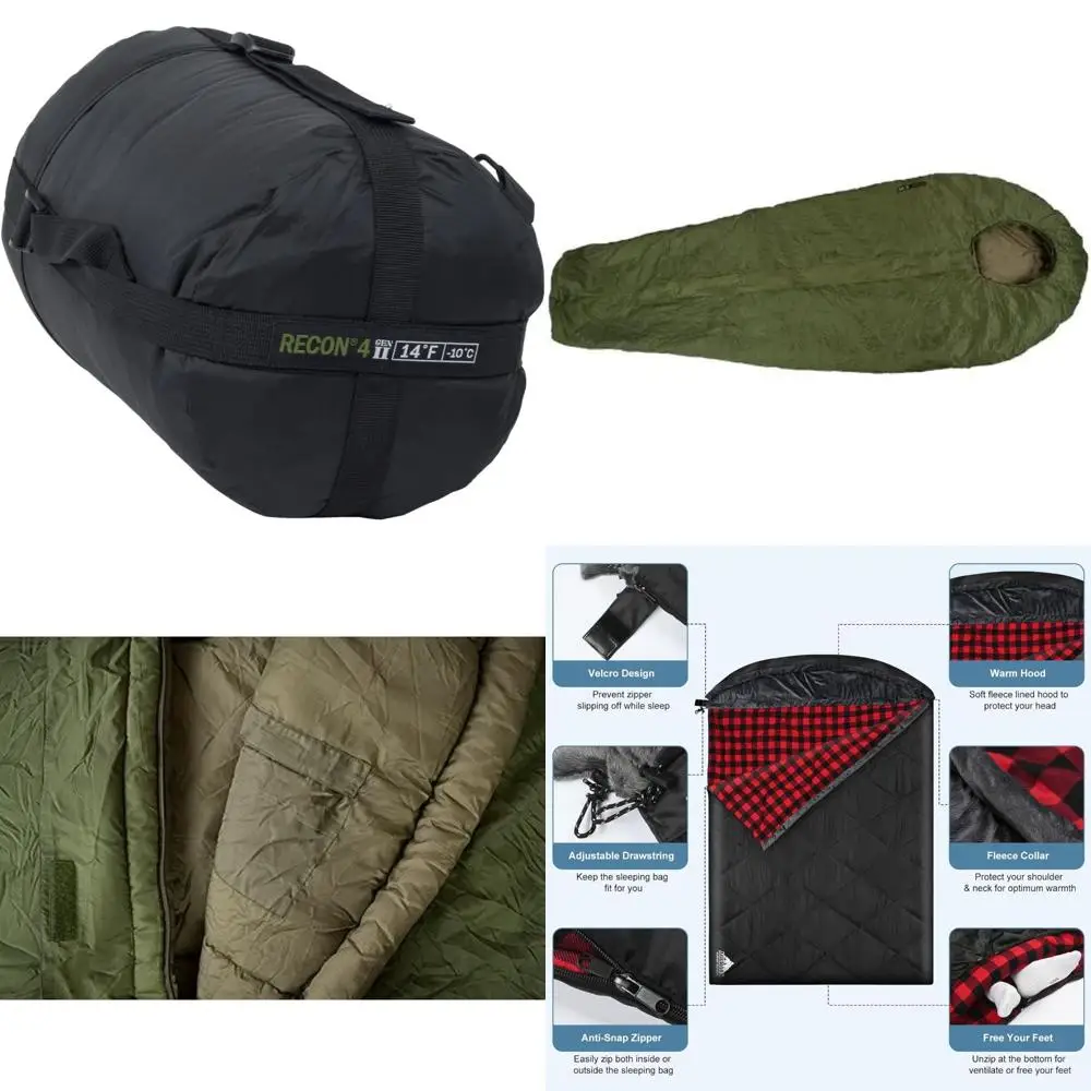 Saco de dormir ultra cálido para clima frío, 14 ° F / -10 ° Clasificación C, ideal para aventuras de mochilero y acampada