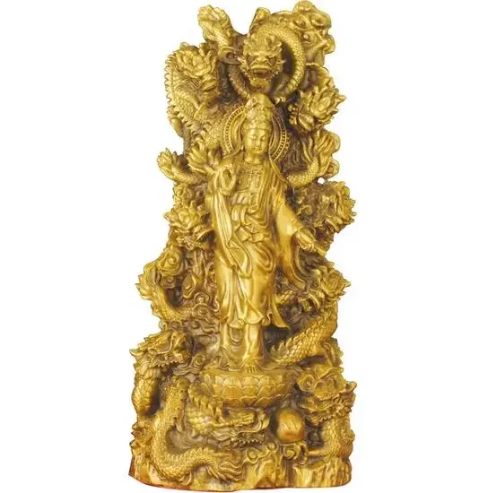 

Brass Kowloon Guanyin Nanhai Guanyin Yulong Guanyin Willow Branch Pure Bottle Bodhisattva Statue Buddha Hall Decoration