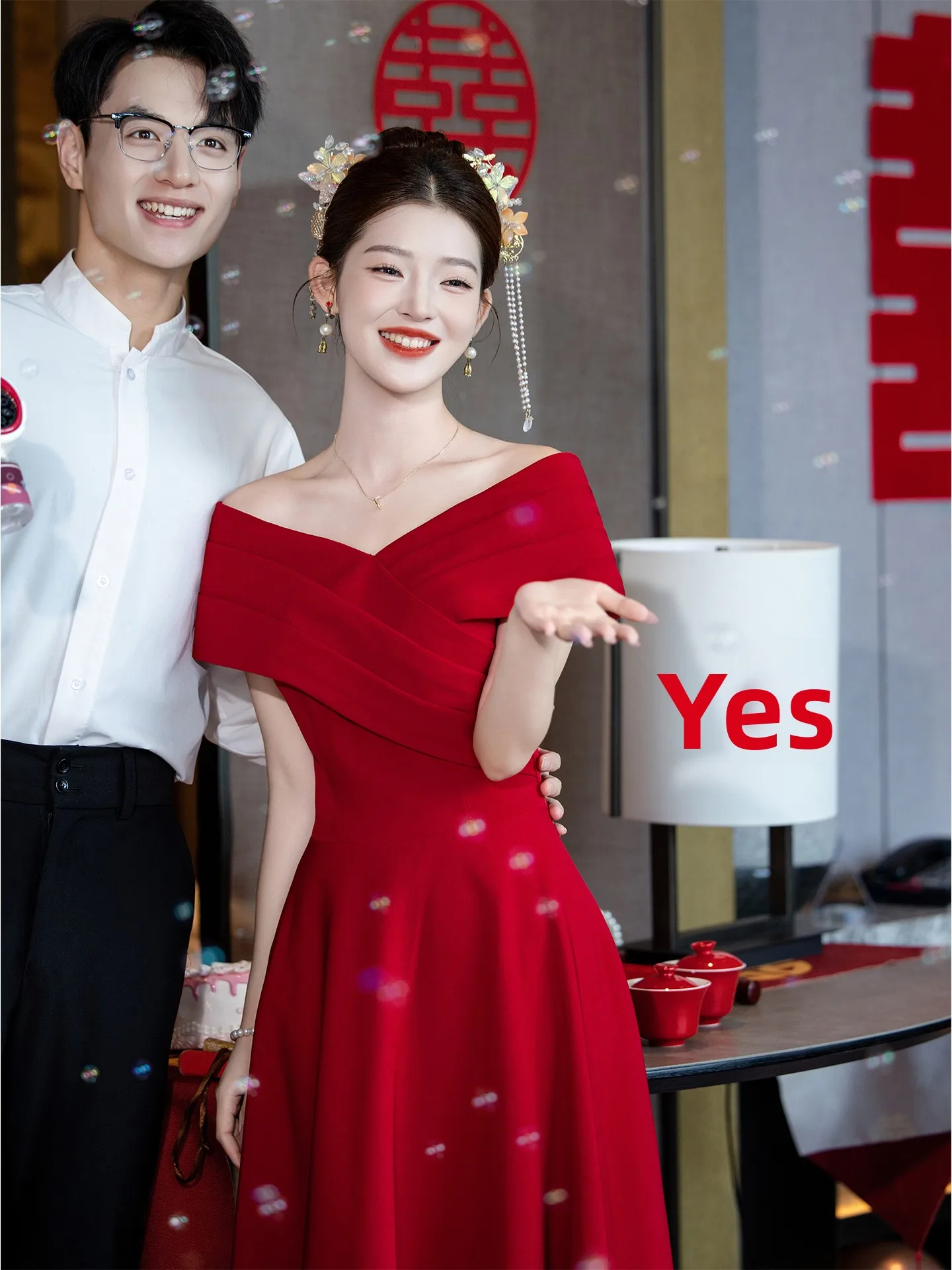 

Ele One-oulder Wedding Dr New Chinese Sle Engagement Par Dr Slimming Beautiful Long A-Line Skirt Wedding Gown