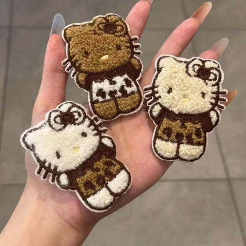 

Velcro Strap Sanrio Leopard Print Coffee Color Hello Kitty Girl's Fragmented Hair Sticky Hair Unmarked Bangs Broken Hair Storage