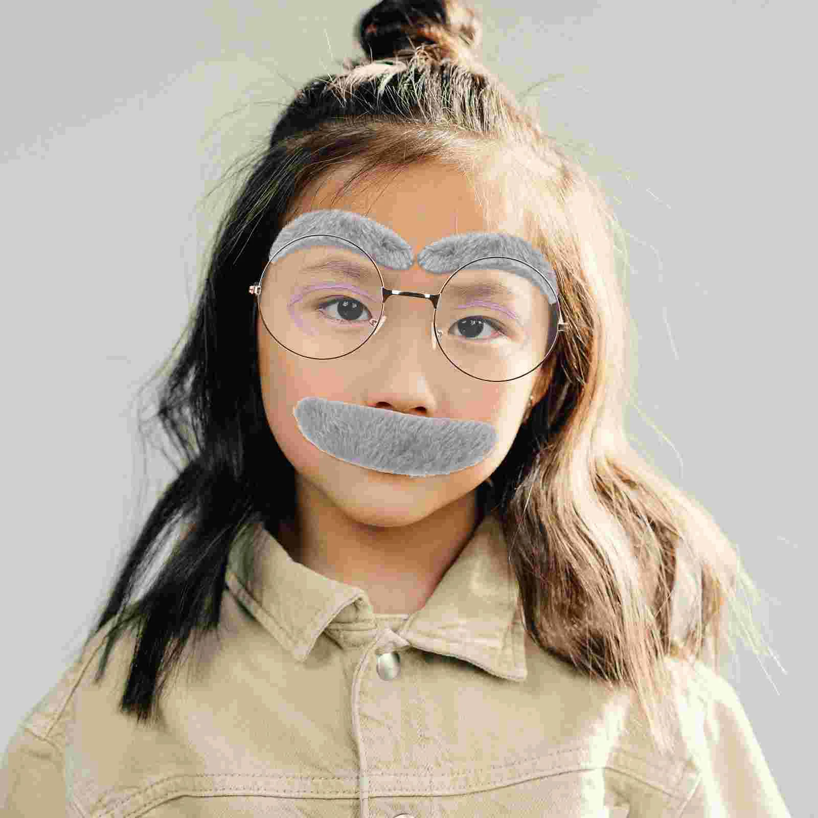 Cosplay Eyebrow Mustache Props Toddler Fake Beard Boy Rabbit Fur 100th Day of School Costume for Boys