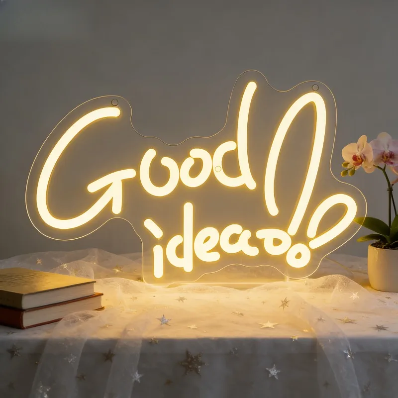 

Good Idea Neon Sign LED Night Light USB Aesthetic Wall Art Desk Lamp for Bedroom Office Game Room Home Decor Inspirational Gift